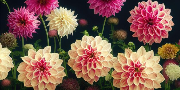 Dahlia flower banquet beautiful spectacular flower arrangement background