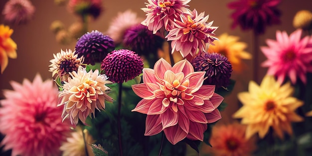 Dahlia flower banquet beautiful spectacular flower arrangement background