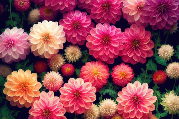 Foto dalia banchetto di fiori bellissimo sfondo spettacolare disposizione dei fiori
