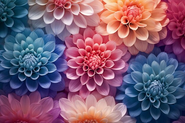 Foto composizione dei fiori di dahlia ia generativa