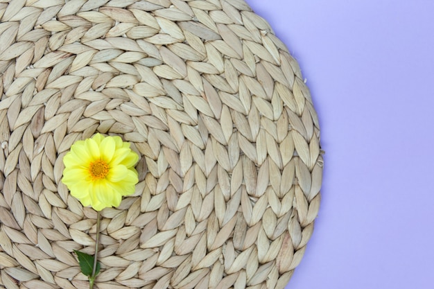 Dahlia yellow flower and water hyacinth hand made napkin.