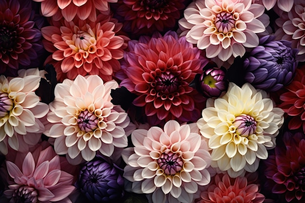 Dahlias als achtergrond en textuur