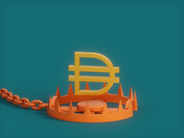 Dai Booby Trap Danger Crypto Currency 3D 일러스트레이션 렌더링