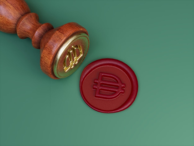 Dai Crypto Signature Royal goedgekeurde officiële lakzegel 3D illustratie