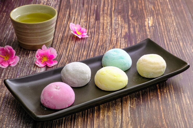 Photo daifukumochi, or daifuku, is a japanese confection consisting of a small round mochi stuffed with sweet filling, japanese traditional sweets.