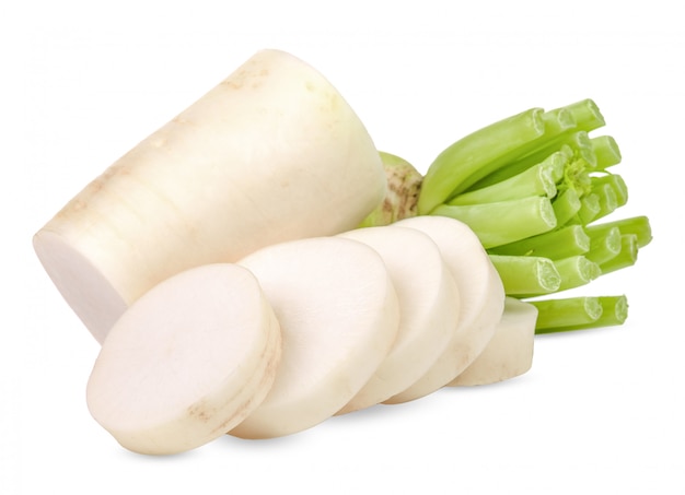 Daikon radish isolated on white background