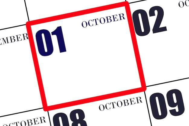 Daily calendar for 1 October Autumn month day of the year concept