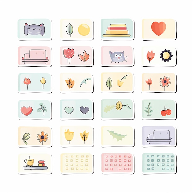 Photo daily delights cute daily icon stickers in pastel clip arts artwork