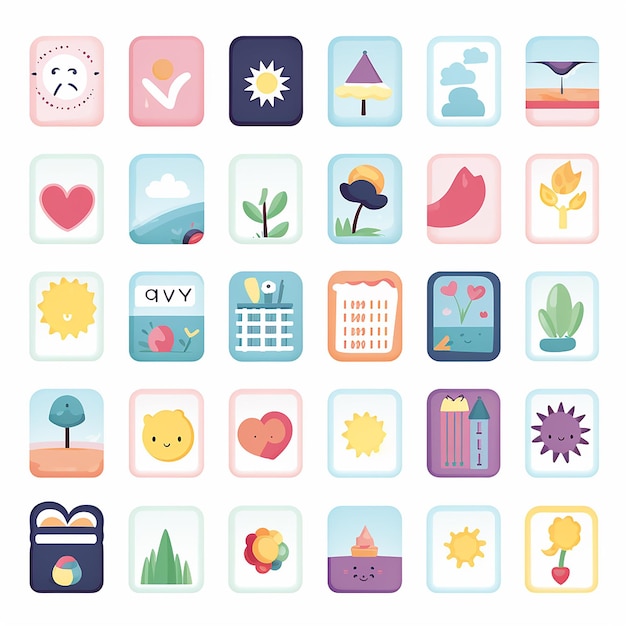 Photo daily delights cute daily icon stickers in pastel clip arts artwork