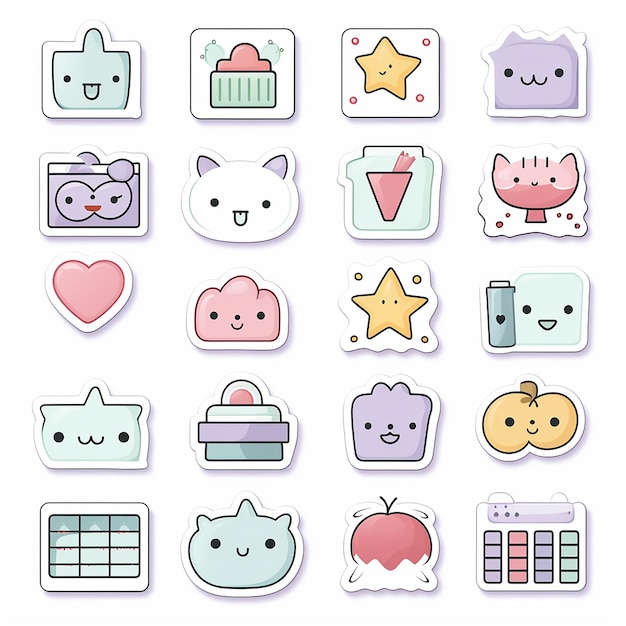 Daily Delights Leuke dagelijkse icoonstickers in pastelkleurige illustraties