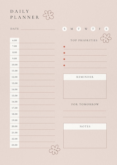 Daily planner template design
