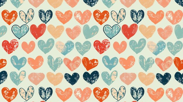 Dainty hearts in a repeating pattern AI generated illustration