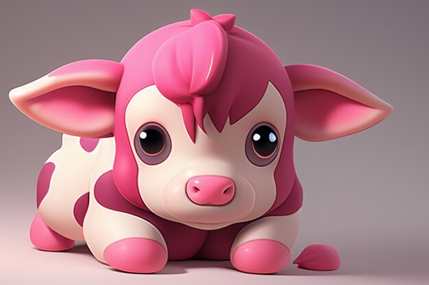 Dairy cow illustration 3d rendering game character icon cartoon cute milk cow animal advertisement