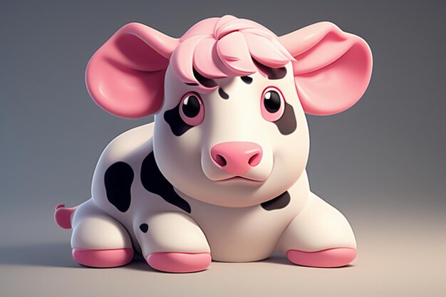 Иллюстрация молочной коровы 3D рендеринг иконки игрового персонажа мультфильм милая молочная корова реклама животных