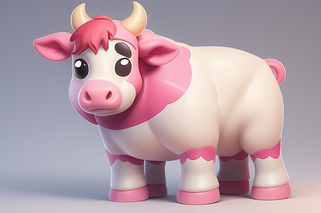 Dairy cow illustration 3d rendering game character icon cartoon cute milk cow animal advertisement