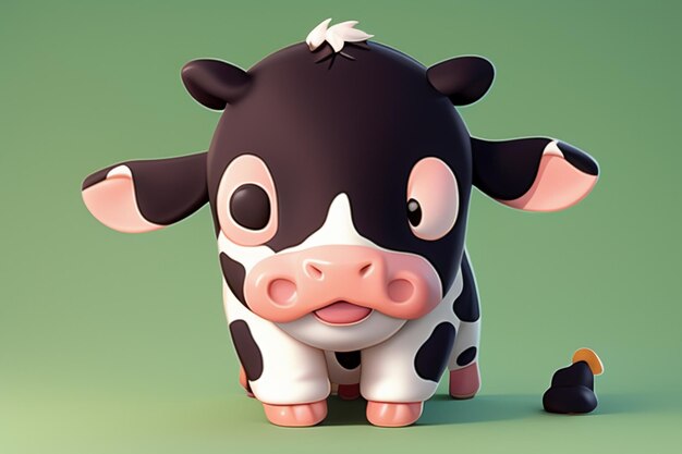 Photo dairy cow illustration 3d rendering game character icon cartoon cute milk cow animal advertisement