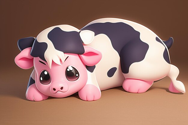 Dairy cow illustration 3d rendering game character icon cartoon cute milk cow animal advertisement