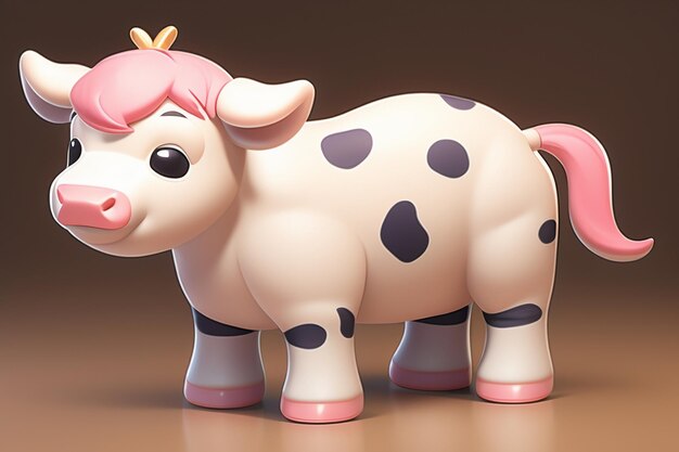 Photo dairy cow illustration 3d rendering game character icon cartoon cute milk cow animal advertisement
