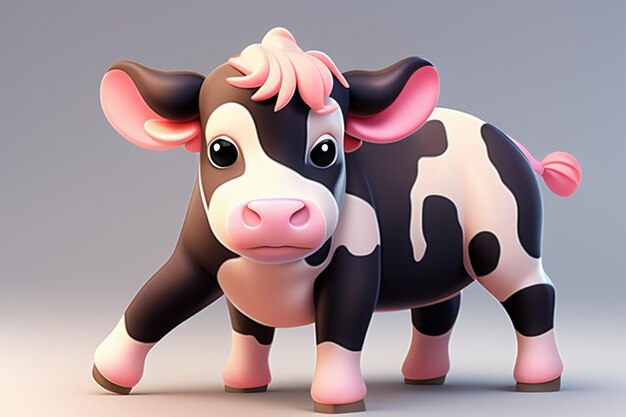 Dairy cow illustration 3d rendering game character icon cartoon cute milk cow animal advertisement