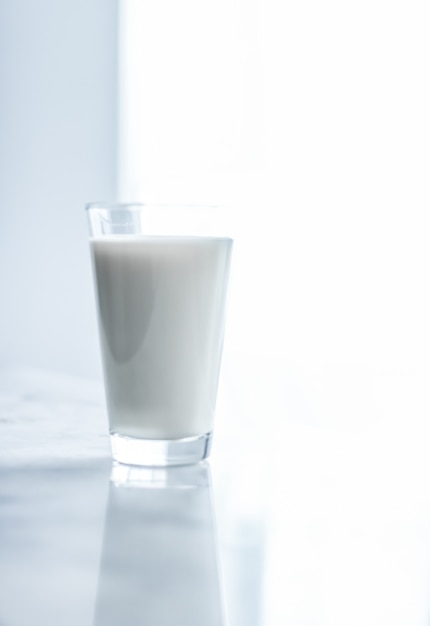 Dairy healthy nutrition and breakfast concept  world milk day full glass on marble table