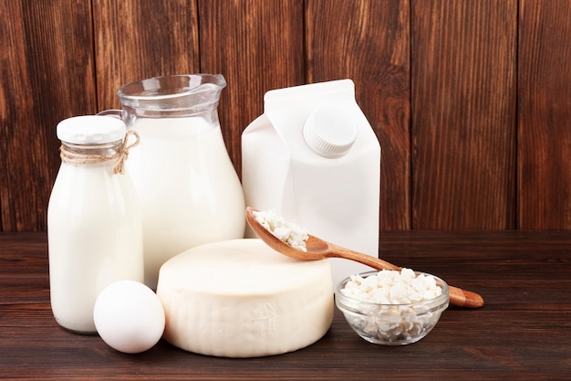 Photo dairy products in different containers