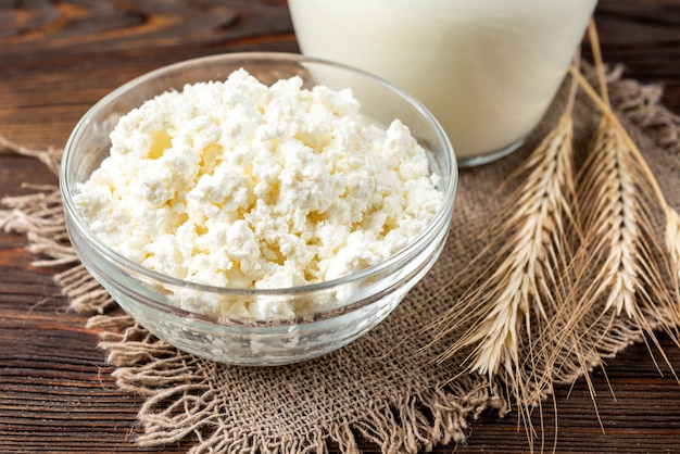 Dairy products on the wooden table