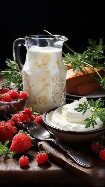 Dairy Trio Yoghurt Kefir en Kvass op de keukentafel