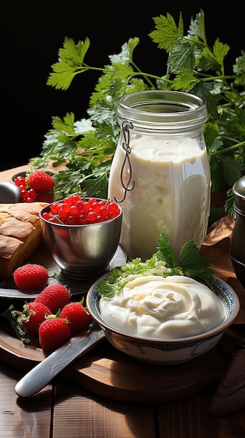 Dairy Trio Yoghurt Kefir en Kvass op de keukentafel