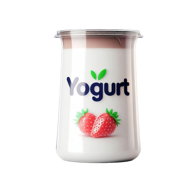 Фото Упаковка молочного йогурта изолирована на белом прозрачном фоне