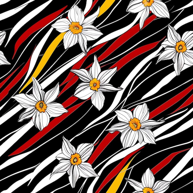 daisies are on a black and white background