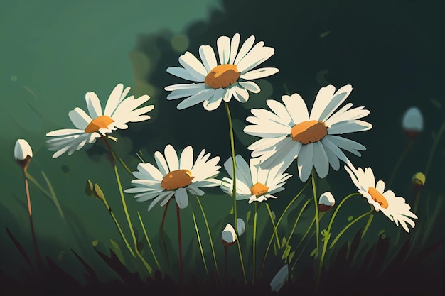 Daisies background illustration AI Generated