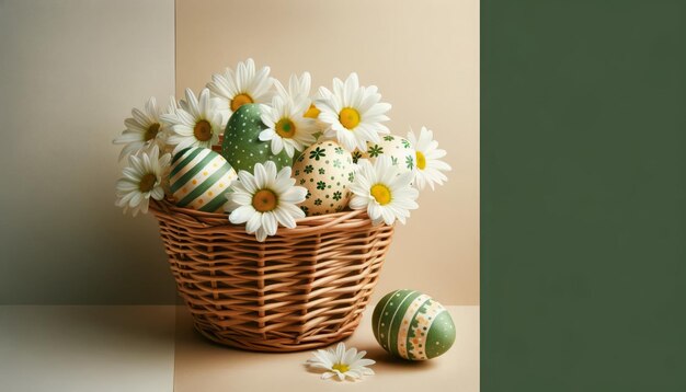 Photo daisies bloom a basket of fresh flowers