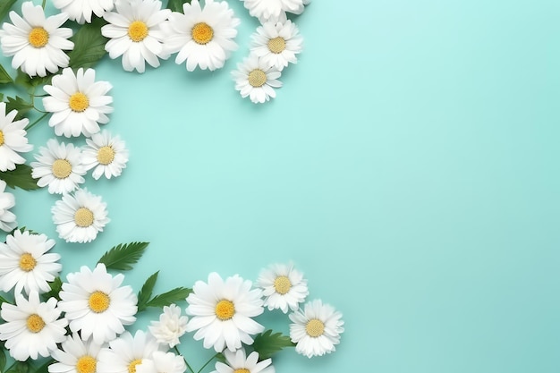 daisies on a blue background.