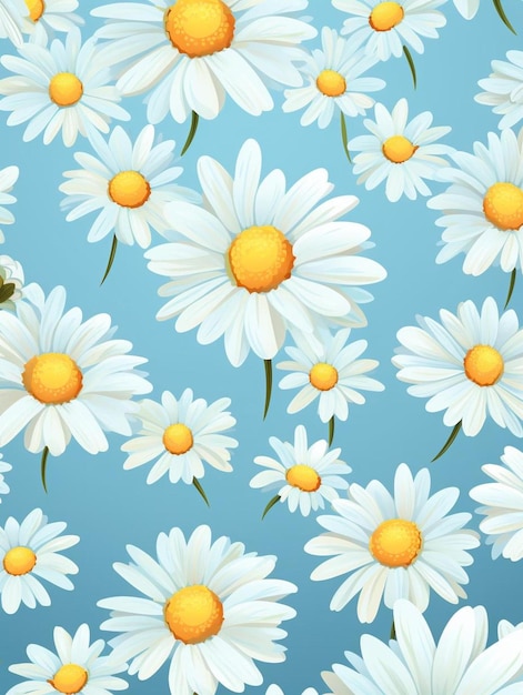 daisies on a blue background.