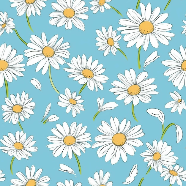 Daisies on a blue background.