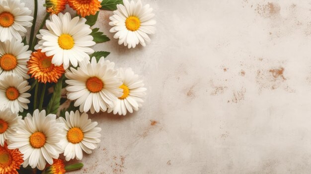 Daisies and Chamomile Flowers as Decoration Background