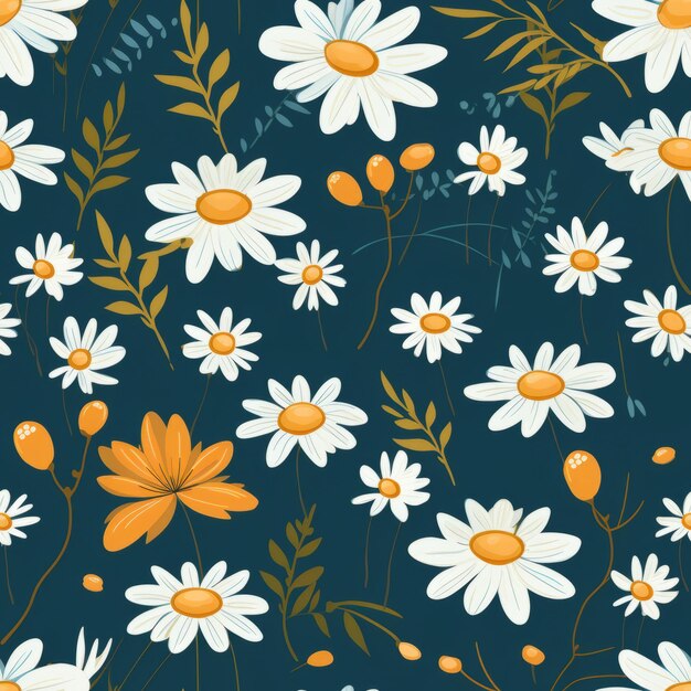 Photo daisies dancing a charming cartoon flower pattern