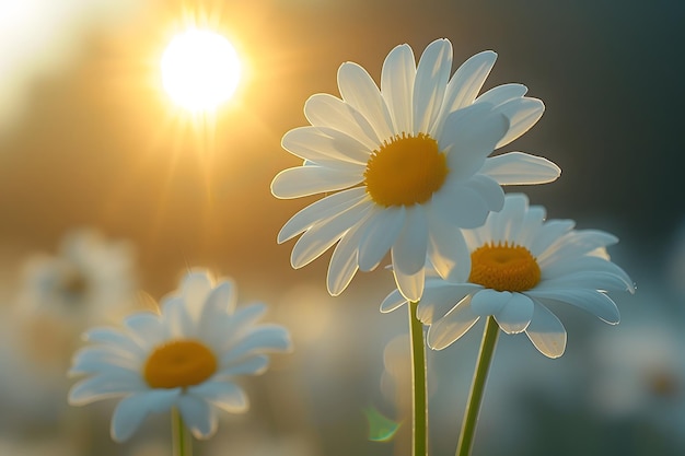 Daisies die zich koesteren in het zonlicht Generatieve AI