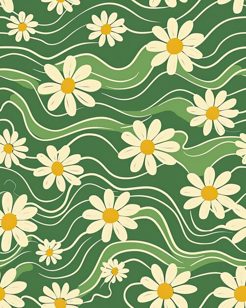 daisies in green background with a green background