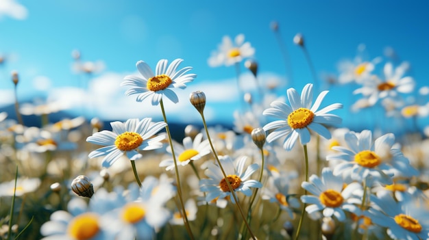 Daisies in een veld van witte bloemen