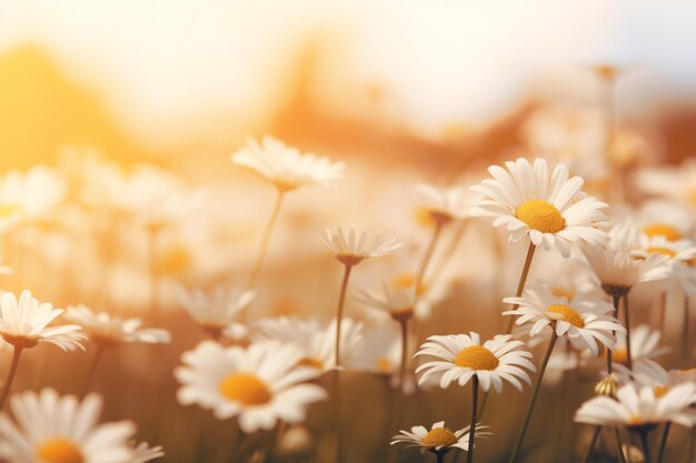 Daisies met een zachte focus of bokeh achtergrond voor een dromerig effect