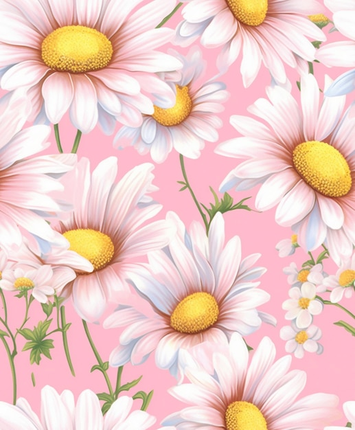 daisies on a pink background.