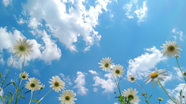 Photo daisies in the sky with clouds