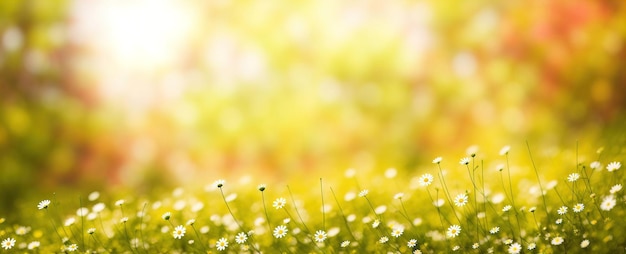 Photo daisies in a spring field on a blurred background generative ai