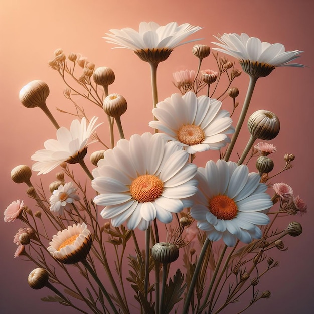 Photo daisies with a pink color