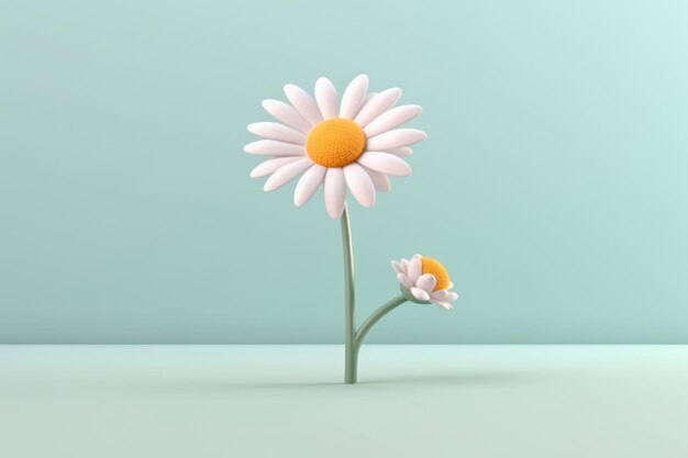 Daisy 3D-cartoon met minimale pastelachtergrond Generatieve AI