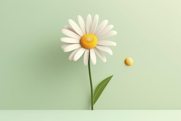 Daisy 3d cartoon with minimal pastel background Generative AI