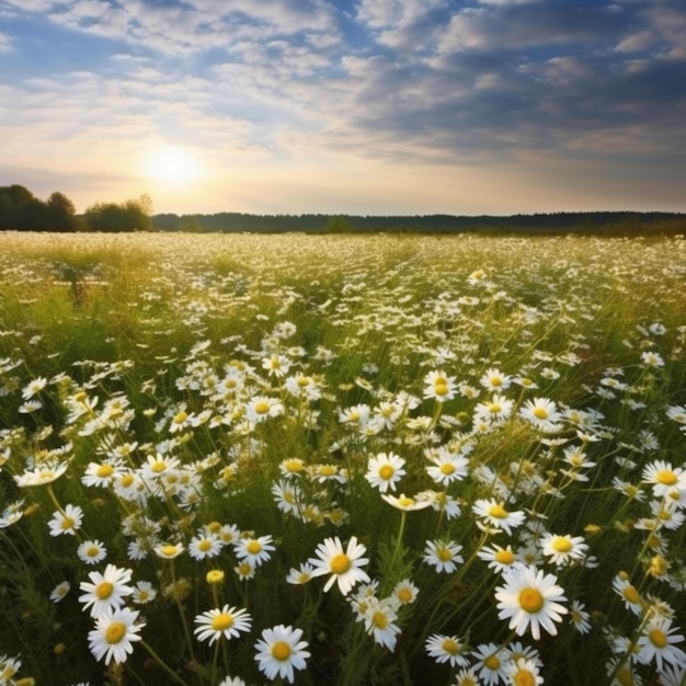 Daisy field landscape for wallpapers