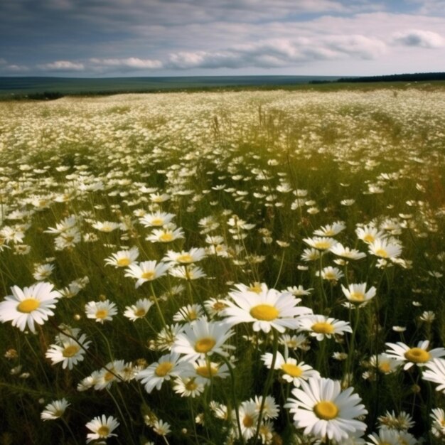 Daisy field landscape for wallpapers