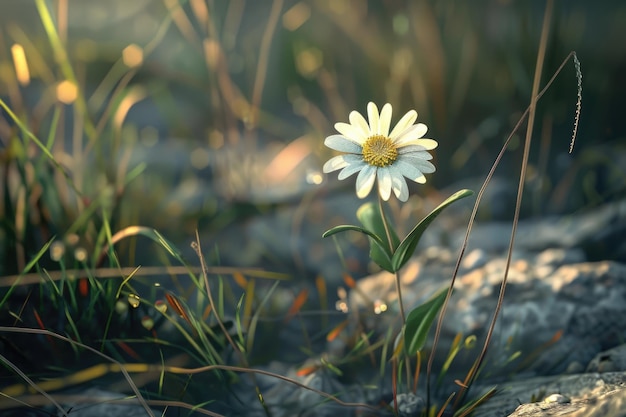 Daisy flower in the field Closeup